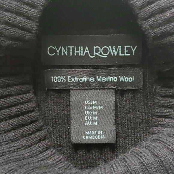 Cynthia Rowley Black Wool Mock Neck Sweater - Picture 3 of 7
